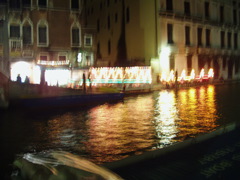 Restaurant lights on canal